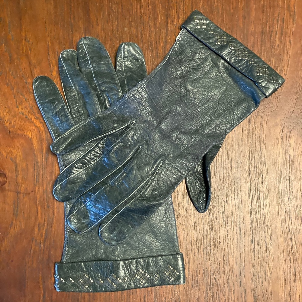 Vintage 1960 Kislav Kid leather gloves black‼️